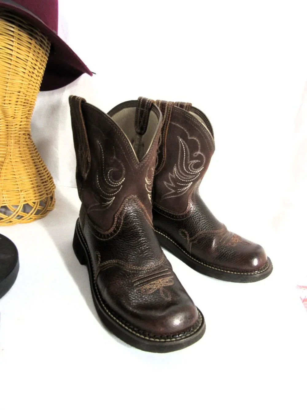 ARIAT WOMEN'S LEATHER BABY PHAT WESTERN BOOTS SIZE 8.5B RUSSET BROWN - Picture 10 of 12